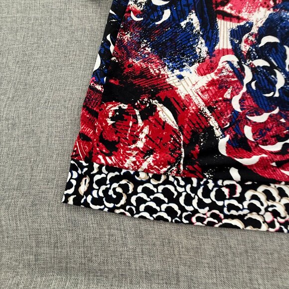 Style & Co Shift Dress Floral Red White Blue Black Large Stretchy Relaxed Fit - Picture 4 of 11